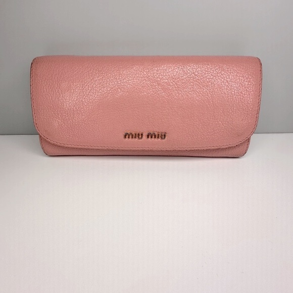 Miu Miu Pink Madras Leather Long Wallet - Picture 2 of 13